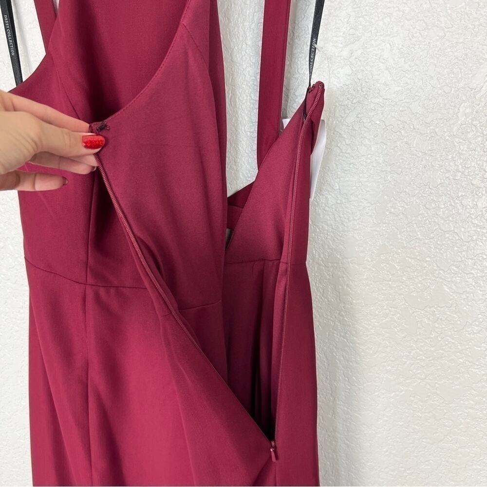 Dessy Collection High-Neck Backless Crepe Trumpet Gown NWT Burgundy Red Dress 10 - Picture 7 of 11